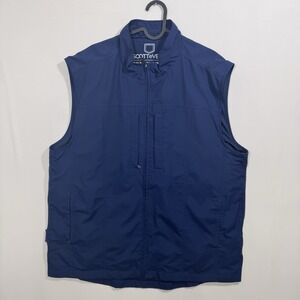 SCOTTeVest Travel Vest Mens XL Navy Blue Full Zip Utility TEC Pockets Sleeveless